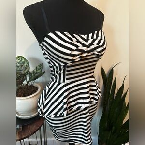Black & White Striped Peplum Dress